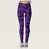 Fledermäuse auf Lila Halloween-Leggings Leggings (Vorderseite)