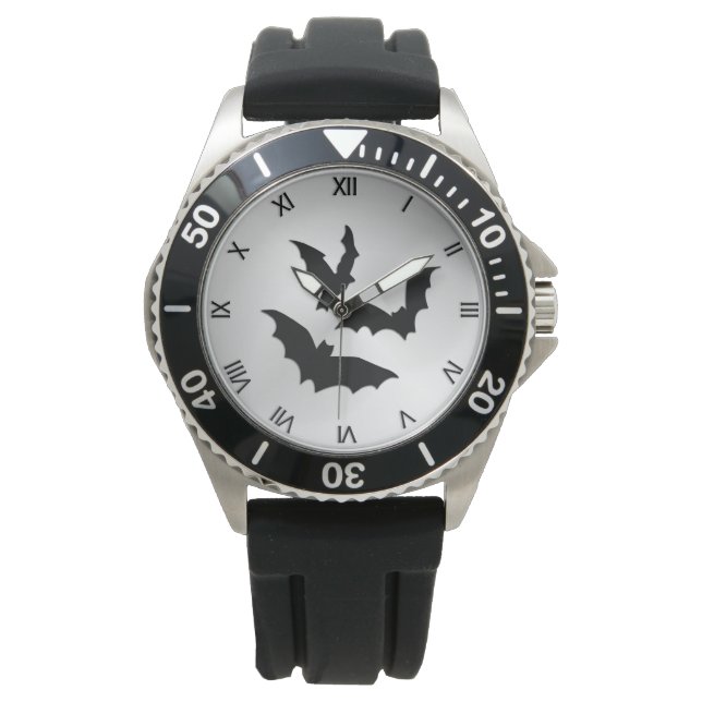 Fledermäuse auf Silber Armbanduhr (Vorderseite)