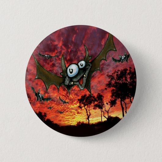 Fledermäuse bei Sonnenuntergang Button (Vorderseite)