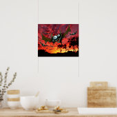 Fledermäuse bei Sonnenuntergang Poster (Küche)
