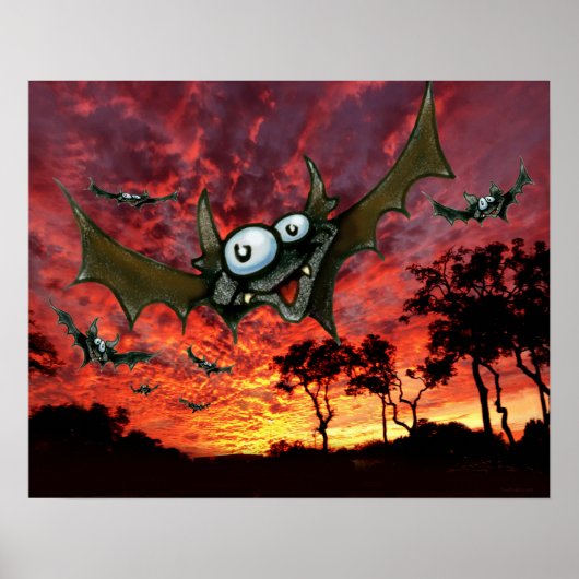 Fledermäuse bei Sonnenuntergang Poster (Vorne)