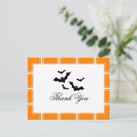 Fledermäuse Danke Halloween White Postkarte (Stehend Vorderseite)