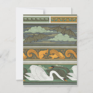 Fledermäuse Eichhörnchen Schwäne Wildtiere Vintage Postkarte