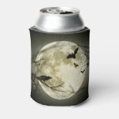 Fledermäuse fliegen Crow sitzt vor Halloween Vollm Dosenkühler (Kanne Rückseite)