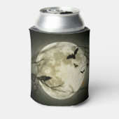 Fledermäuse fliegen Crow sitzt vor Halloween Vollm Dosenkühler (Kanne Rückseite)