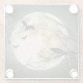 Fledermäuse fliegen Crow sitzt vor Halloween Vollm Glasuntersetzer (Rückseite)