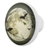 Fledermäuse fliegen Crow sitzt vor Halloween Vollm Keramikknauf (Rechts)