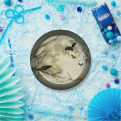 Fledermäuse fliegen Crow sitzt vor Halloween Vollm Pappteller (Party)