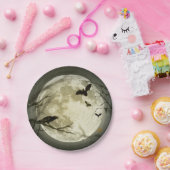 Fledermäuse fliegen Crow sitzt vor Halloween Vollm Pappteller (Party)