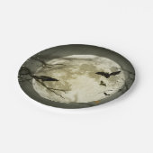 Fledermäuse fliegen Crow sitzt vor Halloween Vollm Pappteller (Schrägansicht)