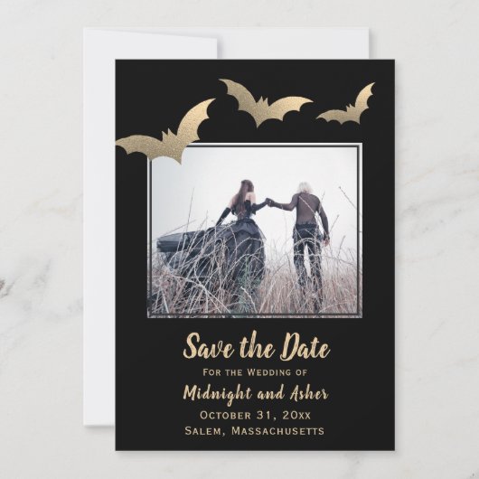 Fledermäuse Foto Halloween Hochzeit Save the Date (Vorderseite)