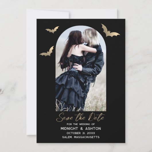 Fledermäuse Foto Halloween Hochzeit Save the Date (Vorderseite)