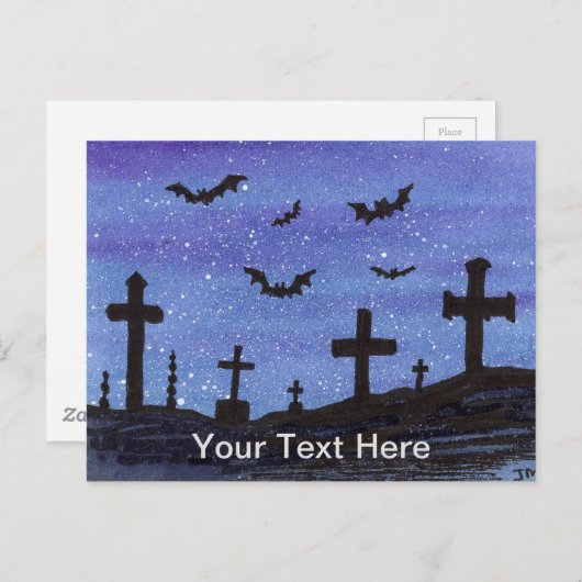 Fledermäuse Friedhof Postkarte (Vorne/Hinten)