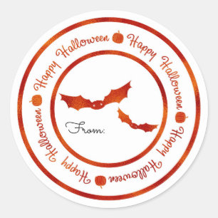 Fledermäuse Frohes Halloween Orange Leuchten Party Runder Aufkleber