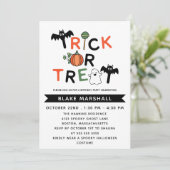 Fledermäuse Ghost Trick oder Treat Halloween-Party Einladung (Stehend Vorderseite)