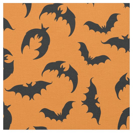 Fledermäuse Gothic Halloween Orange Stoff (Nahaufnahme)