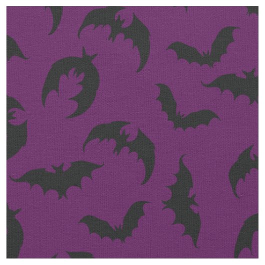 Fledermäuse Gothic Halloween Tief Lila Stoff (Nahaufnahme)