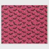 Fledermäuse Halloween-Muster in Rosa und Schwarz Geschenkpapier (Flach)