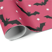 Fledermäuse Halloween-Muster in Rosa und Schwarz Geschenkpapier (Rolleneckpunkt)
