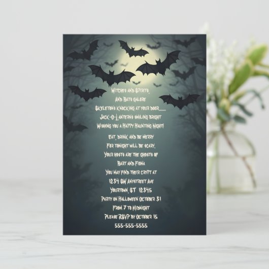 Fledermäuse Halloween-Party Einladung (Stehend Vorderseite)