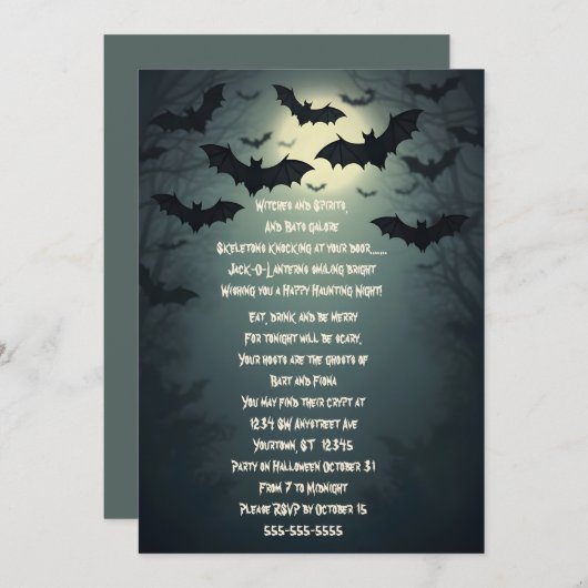 Fledermäuse Halloween-Party Einladung (Vorne/Hinten)