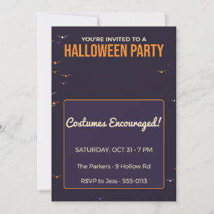 Fledermäuse Halloween-Party-Einladung Kostüm-Party Einladung