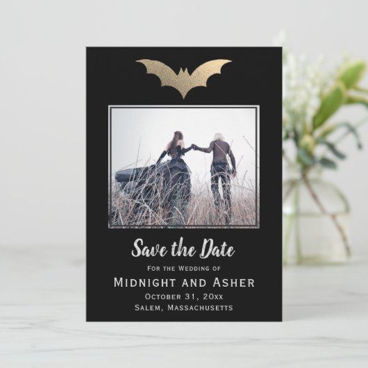 Fledermäuse Hochzeit retten Datum Save The Date (Stehend Vorderseite)
