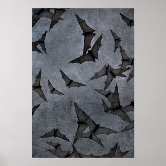 Fledermäuse im dunklen wolkigen Himmel Poster (Vorne)