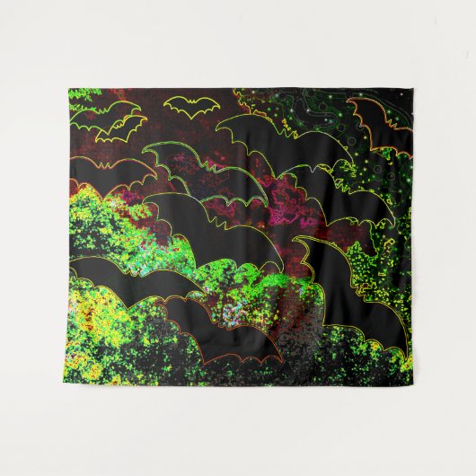 Fledermäuse im Fluchtnebel Wandteppich (Vorderseite (Horizontal))