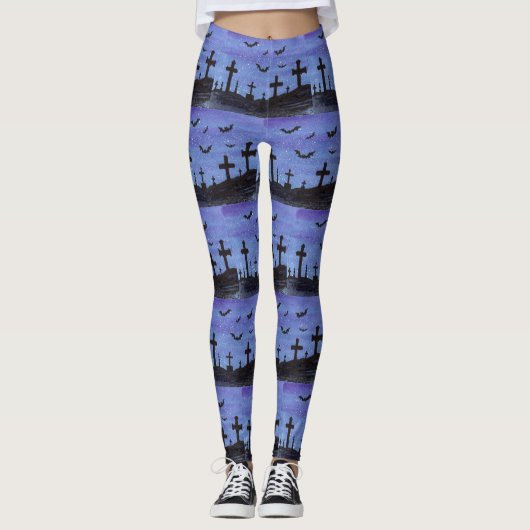 Fledermäuse im Friedhof Leggings (Vorderseite)