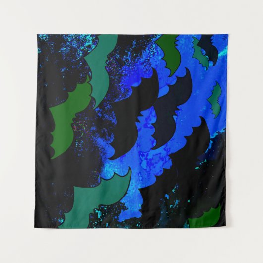 Fledermäuse in Flug Blau Wandteppich (Vorderseite (Horizontal))