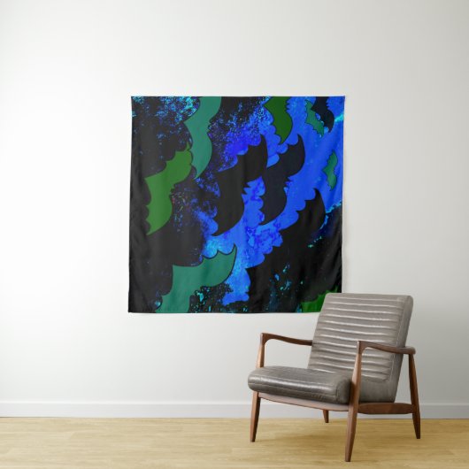 Fledermäuse in Flug Blau Wandteppich (Beispiel (Horizontal))