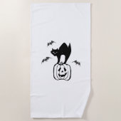 Fledermäuse Katze Kürbis Halloween Strandtuch (Vorderseite)