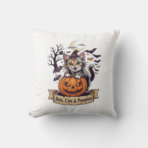 Fledermäuse Katzen Kürbisse Halloween Hexe Katze G Kissen