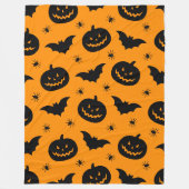 Fledermäuse, Kürbisköpfe und Spinnen Halloween Plü Fleecedecke (Vorderseite)