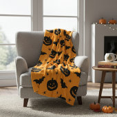 Fledermäuse, Kürbisköpfe und Spinnen Halloween Plü Fleecedecke