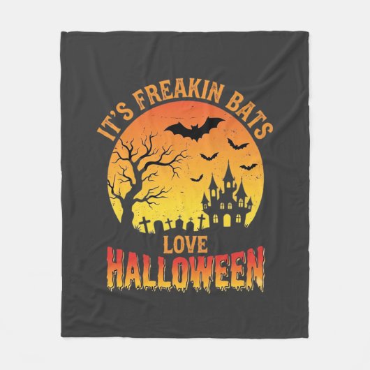 Fledermäuse lieben Halloween Spukschloss Design_ Fleecedecke (Vorderseite)