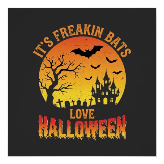 Fledermäuse lieben Halloween Spukschloss Design_ Poster (Vorderseite)