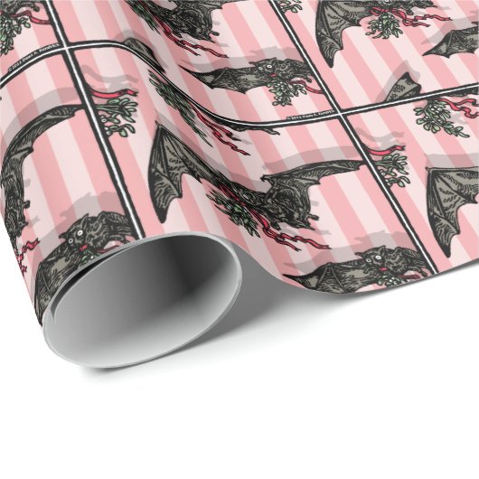 Fledermäuse mit Mistletoe - Pop Goth Holiday Geschenkpapier (Rolleneckpunkt)