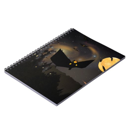 Fledermäuse Moon und Halloween Notizblock (Linke Seite)