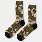 Fledermäuse & Poppies, Animal & Floral Design Art  Socken (Linkes Detail)