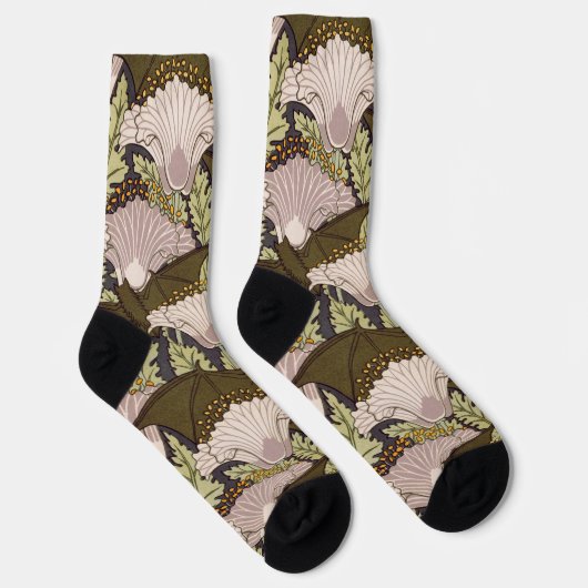 Fledermäuse & Poppies, Animal & Floral Design Art Socken (Rechts)