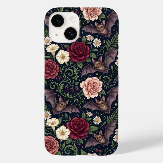 Fledermäuse Rosen Gothic iPhone 14 Hülle (Rückseite)