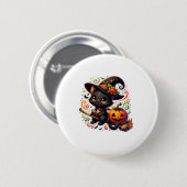 Fledermäuse Schwarze Katze Hexenhut Wand Pumpkin N Button (Vorne & Hinten)