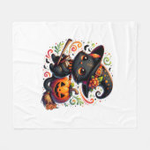 Fledermäuse Schwarze Katze Hexenhut Wand Pumpkin N Fleecedecke (Vorderseite (Horizontal))