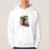 Fledermäuse Schwarze Katze Hexenhut Wand Pumpkin N Hoodie (Vorderseite)