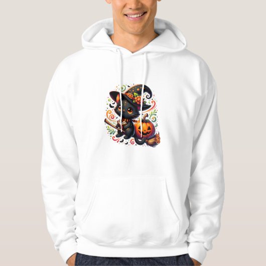 Fledermäuse Schwarze Katze Hexenhut Wand Pumpkin N Hoodie (Vorderseite)