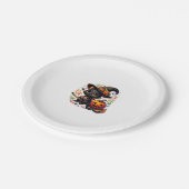 Fledermäuse Schwarze Katze Hexenhut Wand Pumpkin N Pappteller (Schrägansicht)
