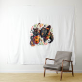 Fledermäuse Schwarze Katze Hexenhut Wand Pumpkin N Wandteppich (Beispiel (Horizontal))