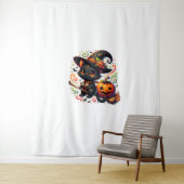 Fledermäuse Schwarze Katze Hexenhut Wand Pumpkin N Wandteppich (Beispiel)